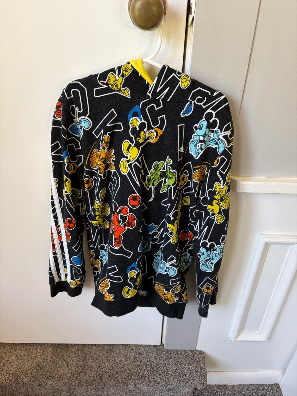 Black Multi-Color Disney Mickey Graphic Hooded Sweatershirt
